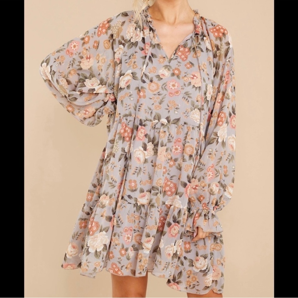 Aura Garden Storm Grey Floral Dress
